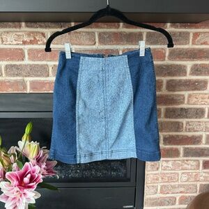 Free People Modern Femme Denim Mini Skirt Two Tones